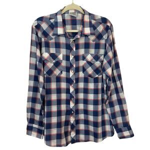 Saturdays‎ In California Pearl Snap Western Shirt Men's Size XL Plaid Vintage